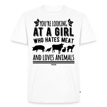 Girl loves animals vegan gift - Men's Premium Organic T-Shirt - white - Front - Nico (187cm)