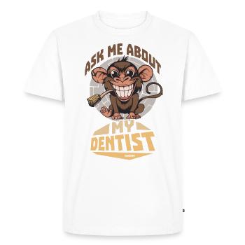 Singe avec brosse à dents dentiste drôle de dicton - T-shirt Premium bio Homme - blanc - Devant - Nico (187cm)
