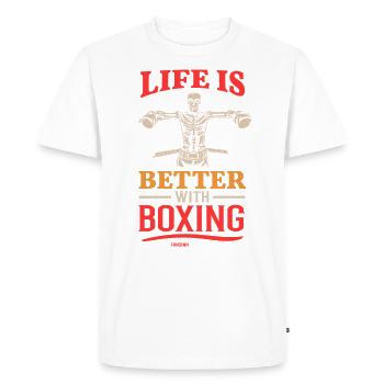 La vie est meilleure avec la boxe - T-shirt Premium bio Homme - blanc - Devant - Nico (187cm)