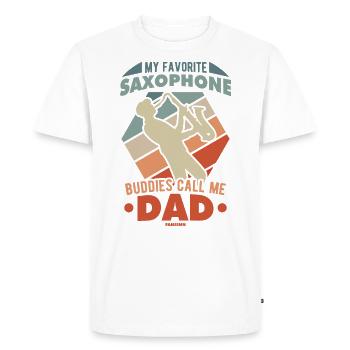 Mes copains de saxophone préférés m’appellent papa - T-shirt Premium bio Homme - blanc - Devant - Nico (187cm)