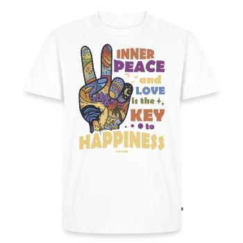 inner peace peace sign two fingers - Men's Premium Organic T-Shirt - white - Front - Nico (187cm)