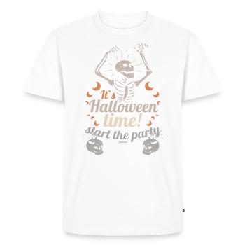 Skeleton célèbre une fête d’Halloween - T-shirt Premium bio Homme - blanc - Devant - Nico (187cm)