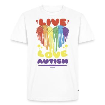 Love Life Autisme Cœur Syndrome d’Asperger - T-shirt Premium bio Homme - blanc - Devant - Nico (187cm)