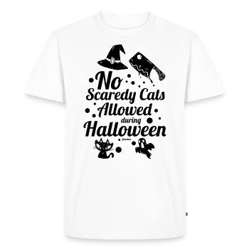 Cat Fear Halloween Horreur Chapeau de sorcière - T-shirt Premium bio Homme - blanc - Devant - Nico (187cm)