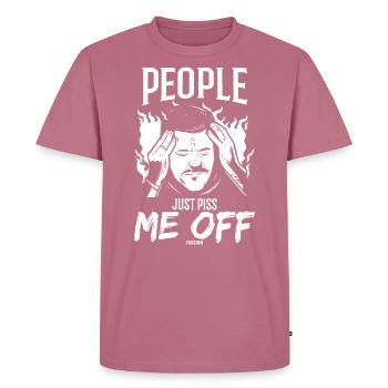 People Just Piss Me Off - Men's Premium Organic T-Shirt - mauve - Front - Nico (187cm)
