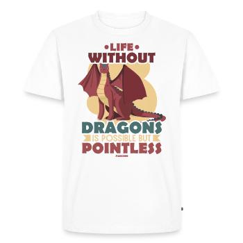 Life Without Dragons Is Possible But Pointless - Men's Premium Organic T-Shirt - white - Front - Nico (187cm)