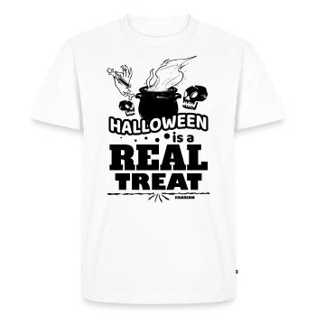 Truc ou friandise d’Halloween - T-shirt Premium bio Homme - blanc - Devant - Nico (187cm)