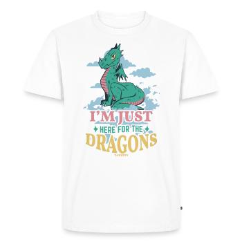 Je suis juste ici pour les dragons - T-shirt Premium bio Homme - blanc - Devant - Nico (187cm)