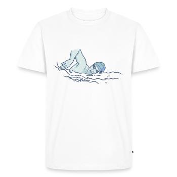 Natation Sauveteur Cours de natation Piscine extérieure Cadeau - T-shirt Premium bio Homme - blanc - Devant - Nico (187cm)
