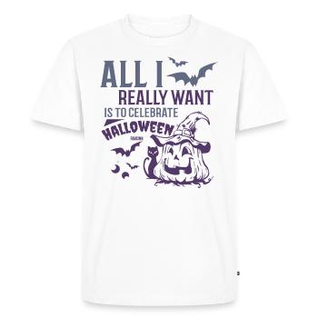 Je veux célébrer Halloween - T-shirt Premium bio Homme - blanc - Devant - Nico (187cm)