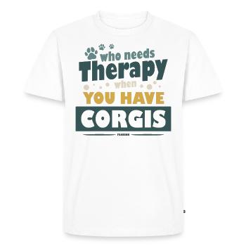 Corgi thérapie dicton amusant pour les amoureux des chiens - T-shirt Premium bio Homme - blanc - Devant - Nico (187cm)