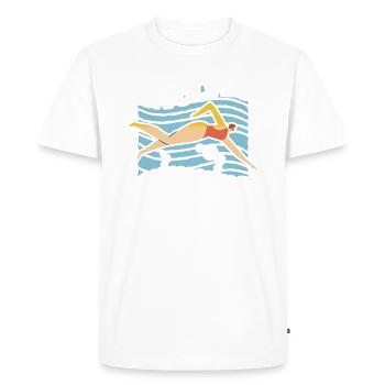 Natation Sauveteur Cours de natation Piscine extérieure Cadeau - T-shirt Premium bio Homme - blanc - Devant - Nico (187cm)