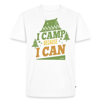 Je campe parce que je peux camper - T-shirt Premium bio Homme - blanc - Devant - Nico (187cm)