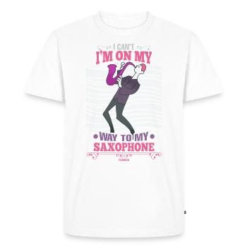 I Can't I'm On My Way To My Saxophone - Men's Premium Organic T-Shirt - white - Front - Nico (187cm)