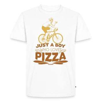 Just A Boy Who Loves Pizza Bike Mountain Bike - Men's Premium Organic T-Shirt - white - Front - Nico (187cm)