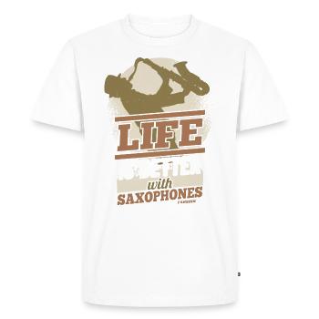 Life Is Better With Saxophones - Men's Premium Organic T-Shirt - white - Front - Nico (187cm)