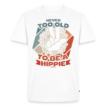 Vous n’êtes jamais trop vieux pour être un hippie - T-shirt Premium bio Homme - blanc - Devant - Nico (187cm)
