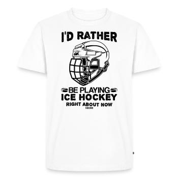 Slogan du masque de hockey sur glace - T-shirt Premium bio Homme - blanc - Devant - Nico (187cm)