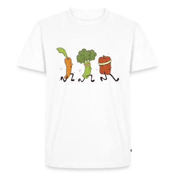 Carotte Paprika Brocoli Mama végétalien - T-shirt Premium bio Homme - blanc - Devant - Nico (187cm)