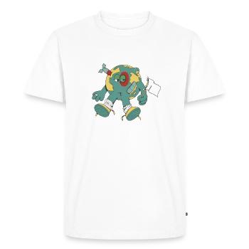 our planet Earth wants world peace - Men's Premium Organic T-Shirt - white - Front - Nico (187cm)