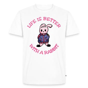 La vie est meilleure avec un lapin Hase - T-shirt Premium bio Homme - blanc - Devant - Nico (187cm)