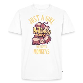 Girl loves monkey day jungle - Men's Premium Organic T-Shirt - white - Front - Nico (187cm)