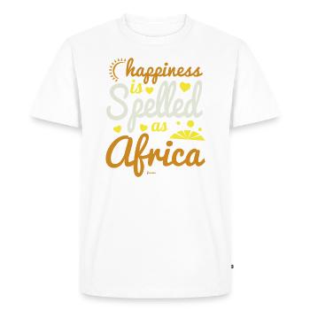 Le bonheur est orthographié comme l’Afrique - T-shirt Premium bio Homme - blanc - Devant - Nico (187cm)