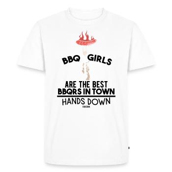 Les femmes grillent mieux que les hommes - T-shirt Premium bio Homme - blanc - Devant - Nico (187cm)