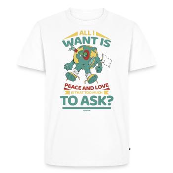 The Earth wants world peace - Men's Premium Organic T-Shirt - white - Front - Nico (187cm)