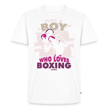 Juste un garçon qui aime la boxe - T-shirt Premium bio Homme - blanc - Devant - Nico (187cm)