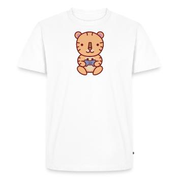 Tiger plays video games - Men's Premium Organic T-Shirt - white - Front - Nico (187cm)