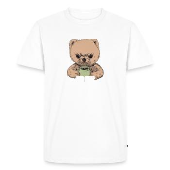 drôle de dire café de mauvaise humeur - T-shirt Premium bio Homme - blanc - Devant - Nico (187cm)