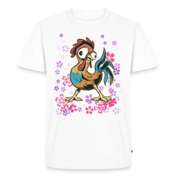 Coq cool fou du poulailler - T-shirt Premium bio Homme - blanc - Devant - Nico (187cm)
