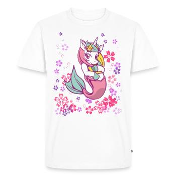 mignonne fille licorne sirène - T-shirt Premium bio Homme - blanc - Devant - Nico (187cm)