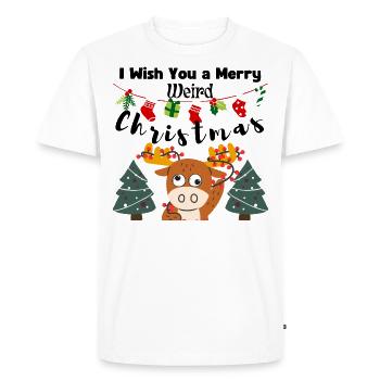 I Wish You a Merry weird Christmas (Reindeer) - Men's Premium Organic T-Shirt - white - Front - Nico (187cm)