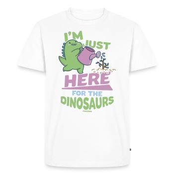 Je suis juste là pour les dinosaures - T-shirt Premium bio Homme - blanc - Devant - Nico (187cm)