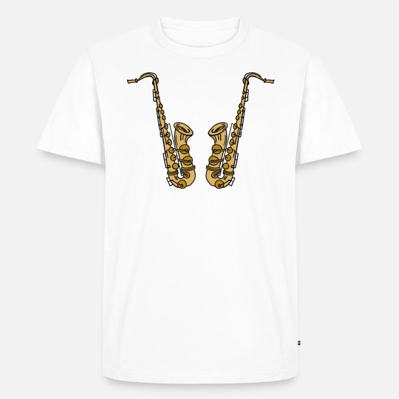 Eat Sleep Saxophone Repeat - Männer Premium Bio T-Shirt - Weiß