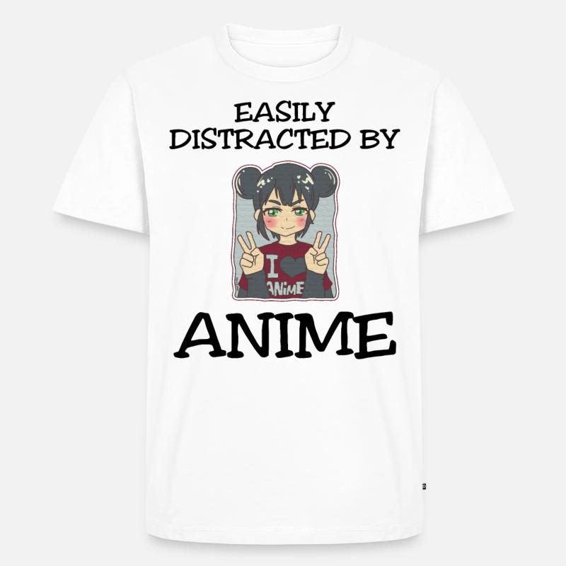 Easily Distracted By Anime - Männer Premium Bio T-Shirt - Weiß