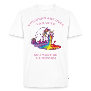 Licorne vomir avec arc-en-ciel - T-shirt Premium bio Homme - blanc - Devant - Nico (187cm)
