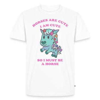 Les chevaux sont mignons je suis mignon donc je suis - T-shirt Premium bio Homme - blanc - Devant - Nico (187cm)