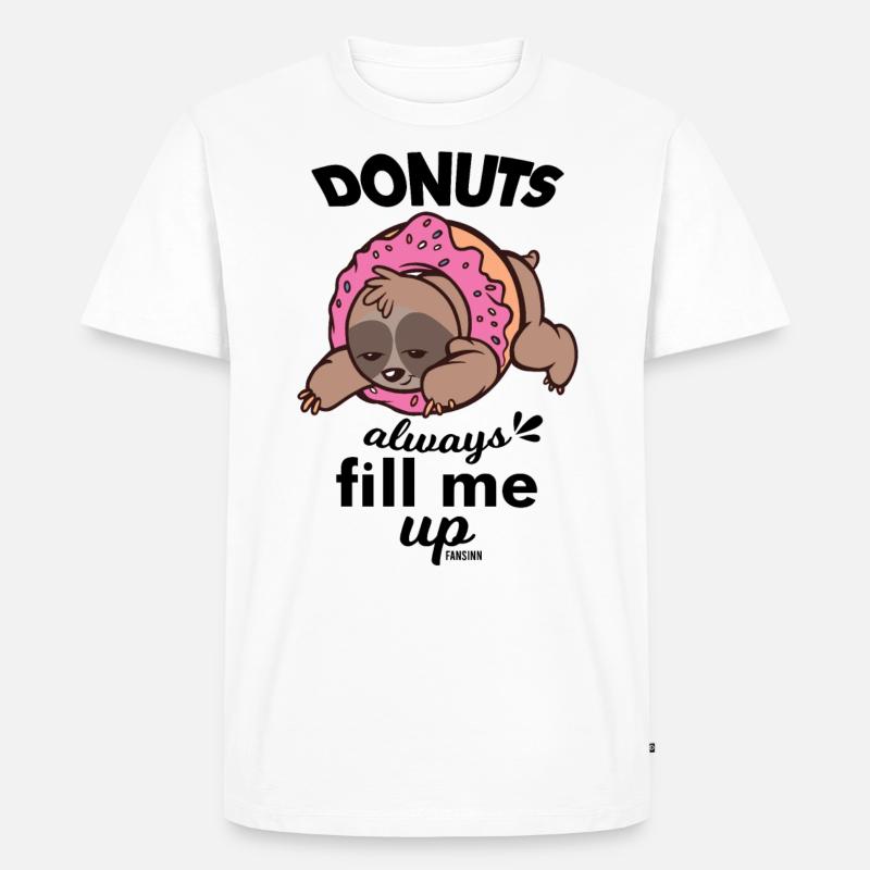 Faultier Donut Kuchen lecker - Männer Premium Bio T-Shirt - Weiß