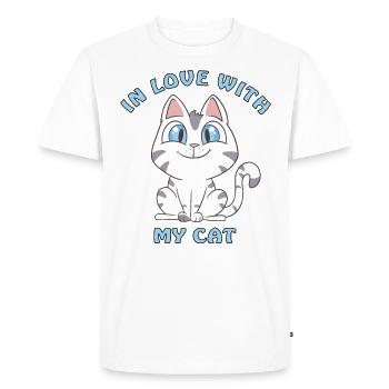 amoureux de mon chat - T-shirt Premium bio Homme - blanc - Devant - Nico (187cm)