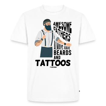 Père Tatouage Barbe Cadeau de fête des pères - T-shirt Premium bio Homme - blanc - Devant - Nico (187cm)