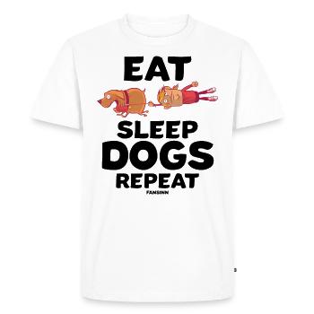 Manger des chiens de sommeil répéter - T-shirt Premium bio Homme - blanc - Devant - Nico (187cm)