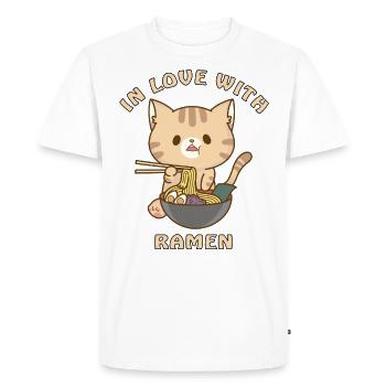 Cat Ramen Kawaii Noodles Gift - Men's Premium Organic T-Shirt - white - Front - Nico (187cm)