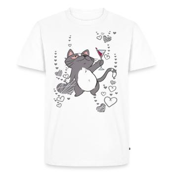 The cat is having a party - Men's Premium Organic T-Shirt - white - Front - Nico (187cm)