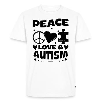 Peace Heart Love Autism Asperger's Puzzle - Men's Premium Organic T-Shirt - white - Front - Nico (187cm)