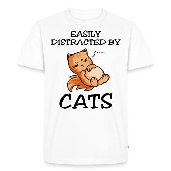 Facilement distrait par les chats - T-shirt Premium bio Homme - blanc - Devant - Nico (187cm)