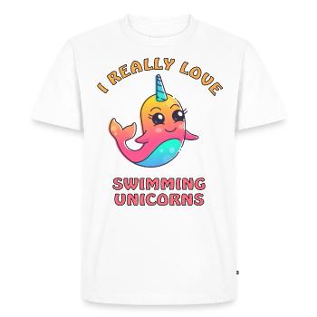 I love swimming unicorns - Men's Premium Organic T-Shirt - white - Front - Nico (187cm)