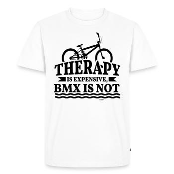 Therapy BMX Cycling Gift Idea - Men's Premium Organic T-Shirt - white - Front - Nico (187cm)